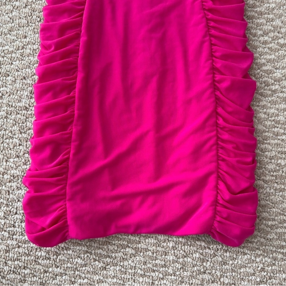 American Threads Hot Pink Ruched Mini Dress - Picture 3 of 10